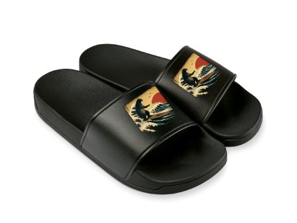 Slippers black Surfující Godzilla v japonském stylu