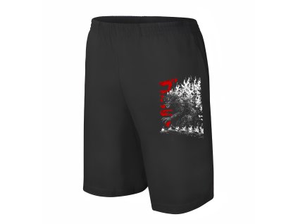 Men shorts black Godzilla v plamenech