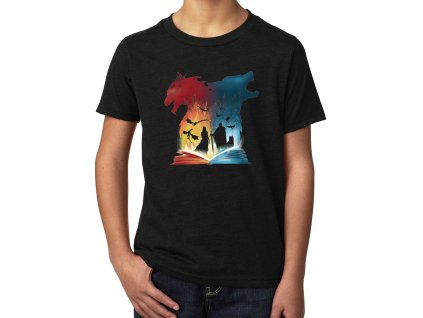 Kids tshirt black Kniha, kde se střetává oheň a led