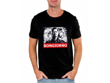 Mens tshirt black Brad Pitt zdraví po italsku