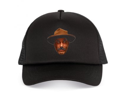 Trucker black Ikonický knírač s kloboukem