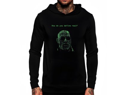 Hoodie black Jak definuješ realitu? Matrix styl pro moderní myslitele