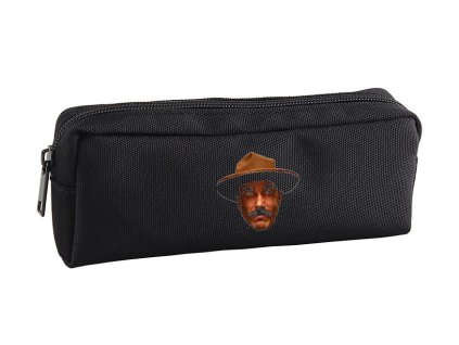 Pencil case black Ikonický knírač s kloboukem