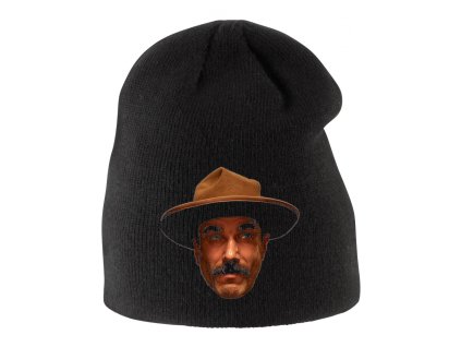 Kids beanie black Ikonický knírač s kloboukem
