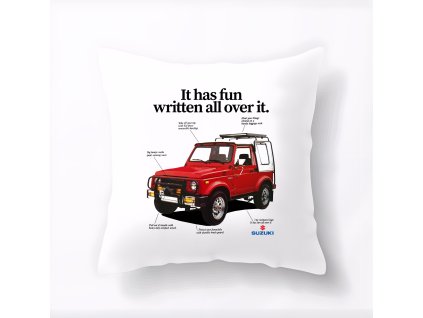 Pillow white Suzuki Samurai – Malý Off‑road Král