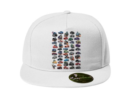 Snapback white Kolekce karikovaných hot‑rodů