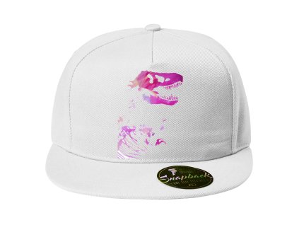Snapback white Růžový T Rex