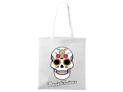 Shopping bag white Daniel Suárez cukrová lebka