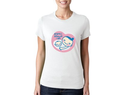 Woman tshirt white Těhotenská Samolepka