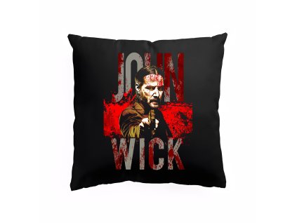 Pillow black Wick se neptá. Wick jedná