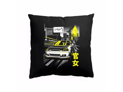 Pillow black Japan street vibes! Pro fanoušky Hondy a driftu