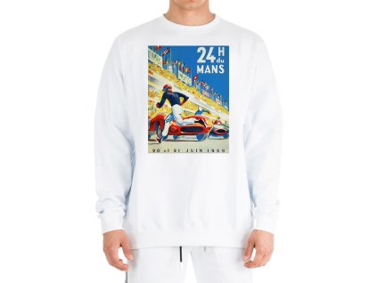 Sweatshirt white Le Mans 1959 – závodní legenda na retro plakátu