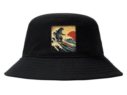 Hat black Surfující Godzilla v japonském stylu