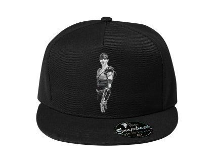 Snapback black Mad Max styl s drsnou hrdinkou v hlavní roli