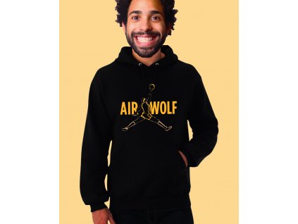 černá unisex mikina s kapucí Air Wolf