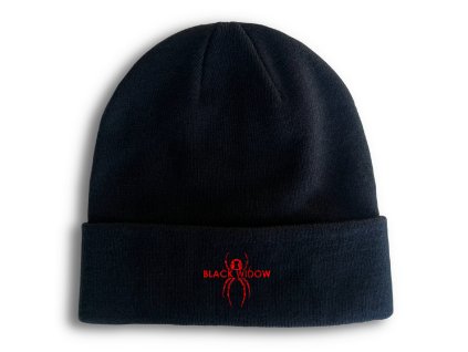 Beanie black Black Widow motiv, který uloví každé oko