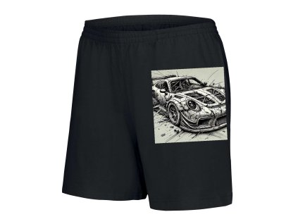 Woman shorts black Sketch rozbitého závodního Porsche