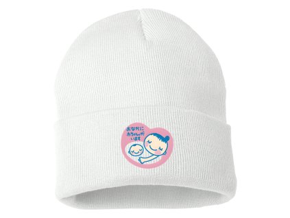 Beanie white Těhotenská Samolepka