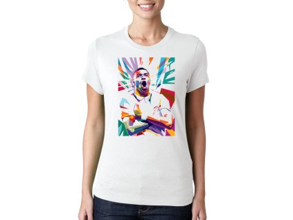 Woman tshirt white Mbappé barevná exploze