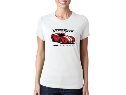 Woman tshirt white Červený Dodge Viper GTS