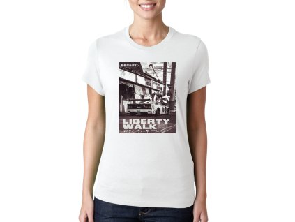 Woman tshirt white Liberty Walk Ferrari, japonský retro
