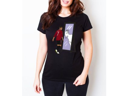 Woman tshirt black Ronaldo Vidí V Zrcadle GOATa