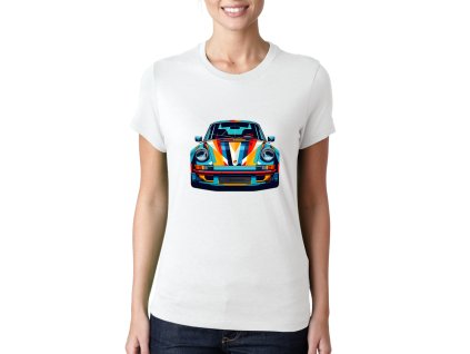 Woman tshirt white 911 V Psychedelických Barvách