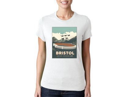 Woman tshirt white Bristol Speedway Pod Horami