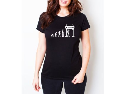 Woman tshirt black Evoluce Mechanika – Od Opice K Liftu