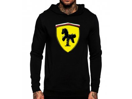 černá unisex mikina s kapucí Ferrari kůň