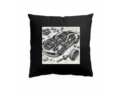 Pillow black Technický Rozklad Porsche 911