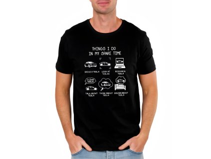 Mens tshirt black Žiju Teslou řídím, googlím, sním – a teď i nosím
