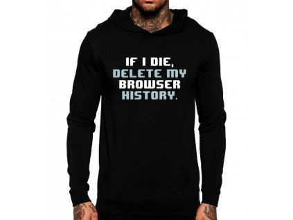 černá unisex mikina s kapucí Historie Prohlížeče