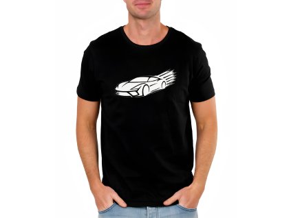 Mens tshirt black Minimalistická silueta bílého supersportu