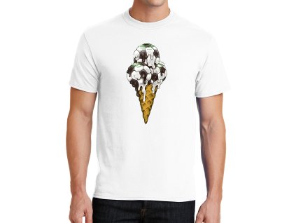 Mens tshirt white Sladká Fotbalová Zmrzlinová Mánie