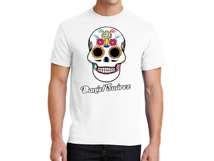 Mens tshirt white Daniel Suárez cukrová lebka