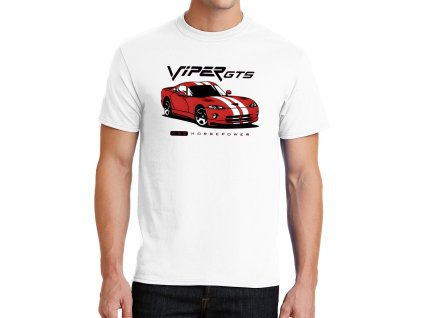 Mens tshirt white Červený Dodge Viper GTS