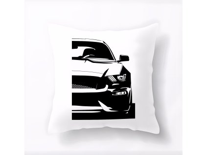 Pillow white Mustang Silueta, Čistá Agrese