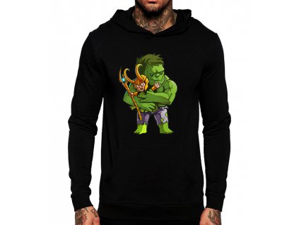 černá unisex mikina s kapucí Hulk a Loki Avengers