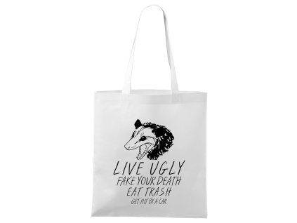 Shopping bag white Possum Životní Motto Tvrdě