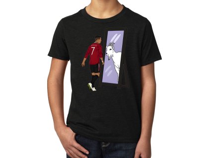 Kids tshirt black Ronaldo Vidí V Zrcadle GOATa