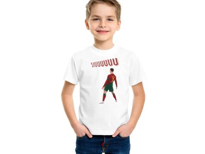 Kids tshirt white SIUUU! Ronaldo Slavící Exploze