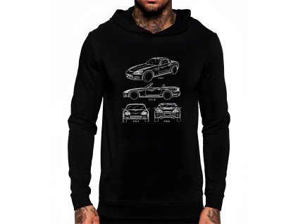 Hoodie black Honda S2000 Technický Klenot