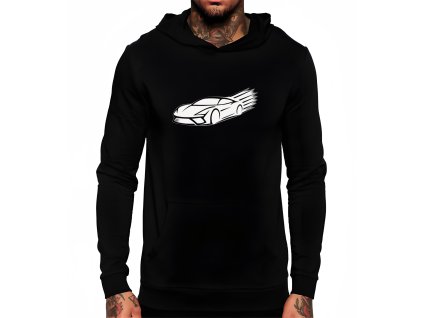 Hoodie black Minimalistická silueta bílého supersportu