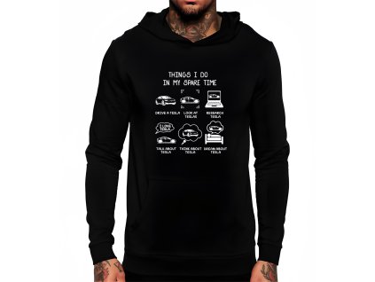Hoodie black Žiju Teslou řídím, googlím, sním – a teď i nosím