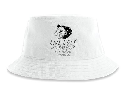 Hat white Possum Životní Motto Tvrdě