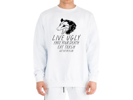 Sweatshirt white Possum Životní Motto Tvrdě