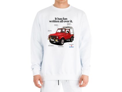 Sweatshirt white Suzuki Samurai – Malý Off‑road Král