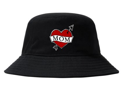 Hat black Retro Tetování Srdce Mom