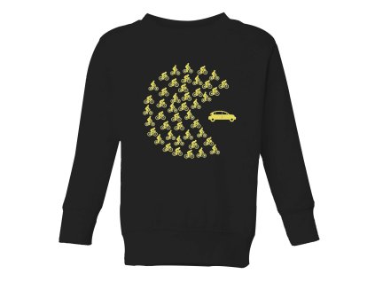 Kids sweatshirt black Kolo vs. auto kdo vyhraje? Vtipný Pac‑Man motiv